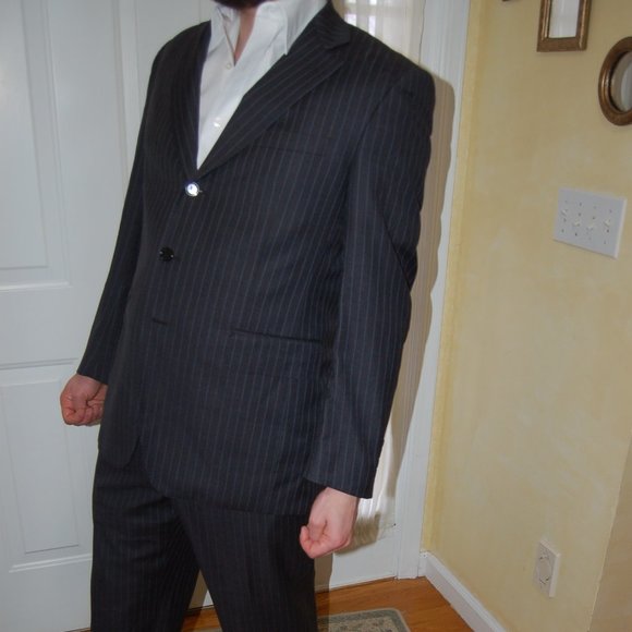 Dormeuil Wool Custom Grey Pin Stripe Suit - Picture 1 of 8